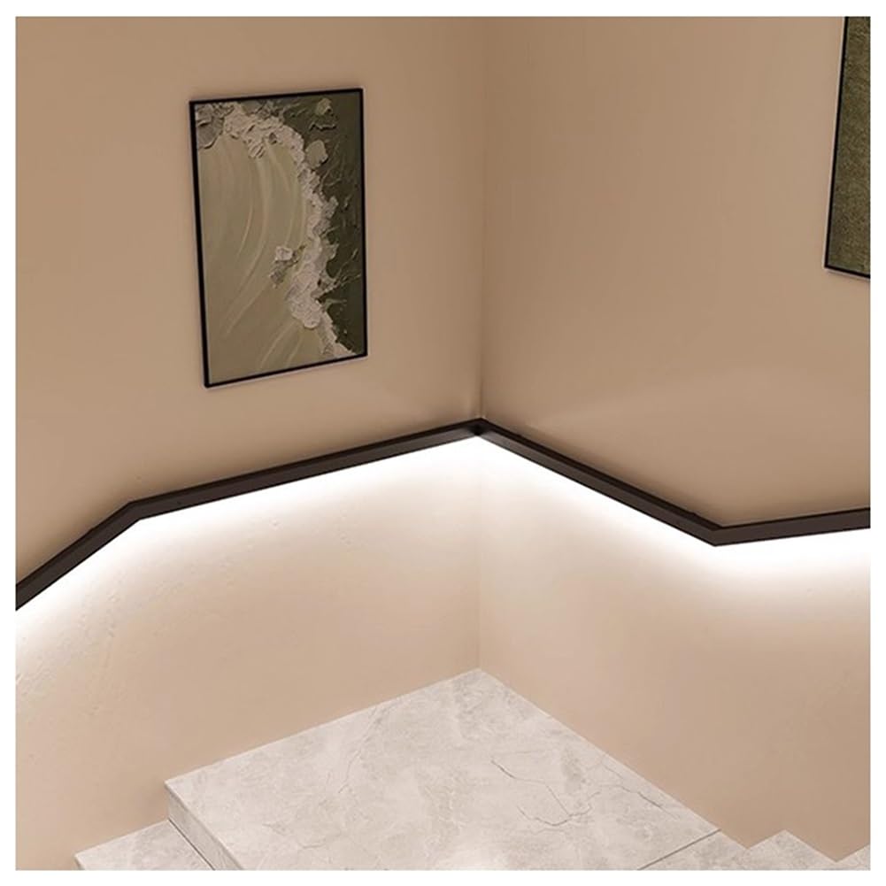 Escalier à LED avec détecteur de mouvement - Rampe murale en alliage d'aluminium avec éclairage LED - Utilisation extérieure pour patios - 250 cm / 8.2ft de long