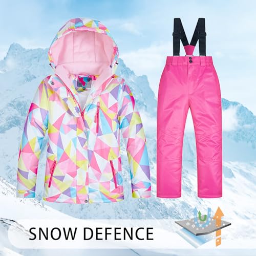 Kids Girls Boy Winter Bib Snow Pants And Jackets Toddler Girl Snowsuit Winter Coat Waterproof Outdoor Snowboarding (M, 9-10 Years)3
