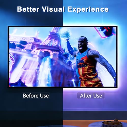Image of BASON LIGHTING TV LED Backlight,LED Light for TV with Remote Control, 4096 DIY Colors Led Strip Lights for 32-58 Inch TV, Gaming and Home Decor, Bluetooth App Control, Music Sync, USB Powered.