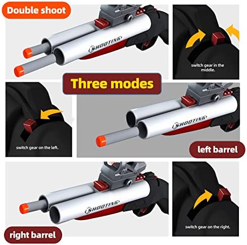Tovol Zerky Double Barrel Shotgun Shell Ejection Toy Foam Blaster Double Shoot Toy Gun for Kids Age 8