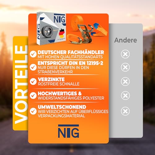 4 Stück Spanngurt für Auto Transport | 35mm | Länge 3300 mm | 3000 daN | Zurrgurt | Radsicherung | PKW | Reifengurt | Trailer | NFZ | Anhänger | 35 mm