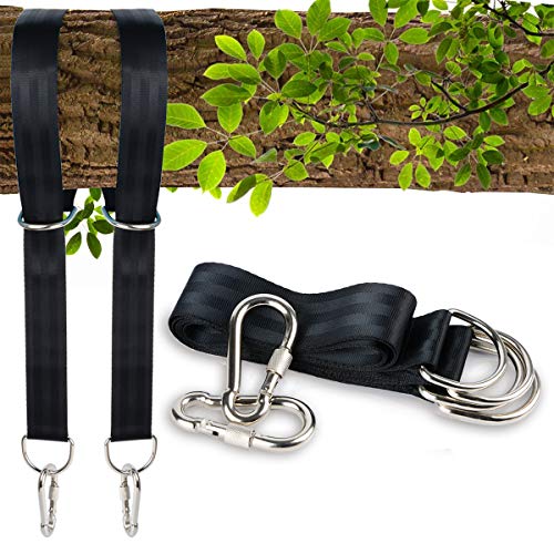 Hammock Straps, 3 Feet Tree Swing Hanging Straps Lightweight Nylon Straps for winging, Fast & Easy to Setup, Super Strength, No Stretch, Fits All Hammocks (1 Pair)