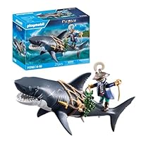 Playmobil | Pirates | Danger from Giant Shark | Pirate Toys | Toy figures | Toys for Children aged 4+ | 71793