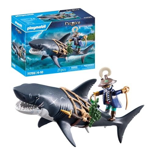 PLAYMOBIL | Pirates | Gefahr durch Riesenhai | Piratenspielzeug | Spielzeugfiguren | Spielzeug für Kinder ab 4 Jahren | ...