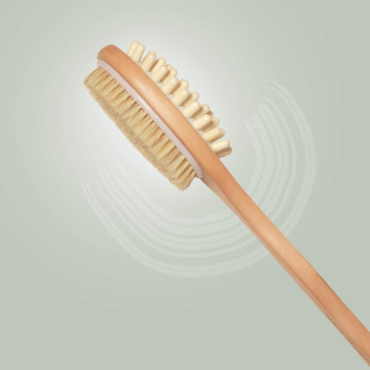 Wooden Long Handle Bath Body Brush Dual Side Natural Bristle & Massage Roller Dry Brushing & Wet Bath Brush Exfoliating Back Scrubber for Men & Women-picture-13