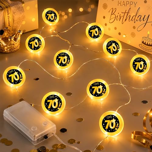 Anruzon 70. Geburtstag Deko - 1.2M 10 LED Lichterkette Batteriebetrieben – Ansicht 1