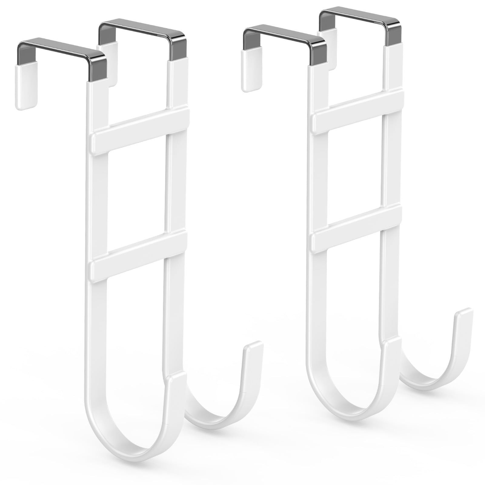 Photo 1 of FYY Over The Door Hooks - 2 Pack Heavy Duty Double-Hanger, Rubber Coating Organizer for Bathroom Bedroom Dorm, Hanging Clothes Towels Hats Bags Ironing Board Robe - Fits Doors Up to 1.6" White