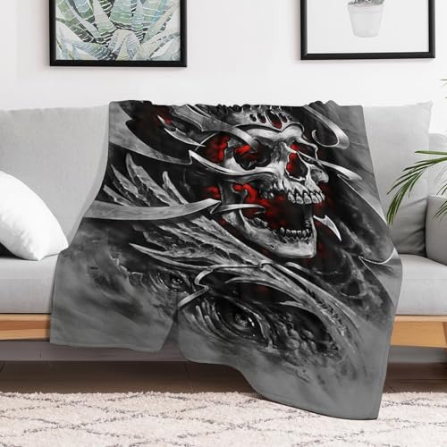 Couverture gothique squelette imprim&eacute; 3D pour canap&eacute; et lit - 3