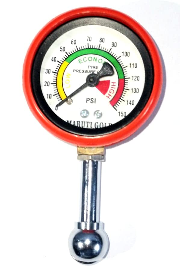 Image of Seahorse Polymers Tyre Pressure Gauge with 150Psi Analogue Meter for Car, and Bike (Set of 1) (BZ4089)