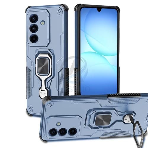 Image of AESTMO Armor Back Cover for Samsung Galaxy A17 / M17 / F17 5G | Ring Holder & Kickstand & Camera Protection in-Built | 360 Degree Protection Back Case Cover (Blue)