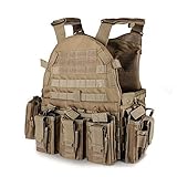 Materiale: Nylon 1000D Vioaplem Combattimento 1000D Nylon dell\'Esercito Piastra Caccia Esterna Wargame Paintball Protezione Carrier Gilet Airsoft Gilet tattico GP Mag Pouch (Color : Tan, Size : Free Size)