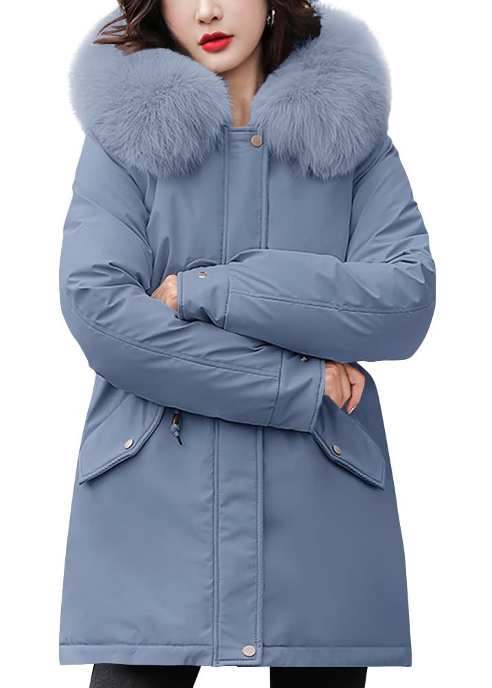 shownicer Cappotto Giubbotto Donna Invernale Piumino Cappotti Imbottita Caldo Parka Felpa con Cappuccio in Pelliccia Giacche Trapuntato Giaccone Outdoor Coat