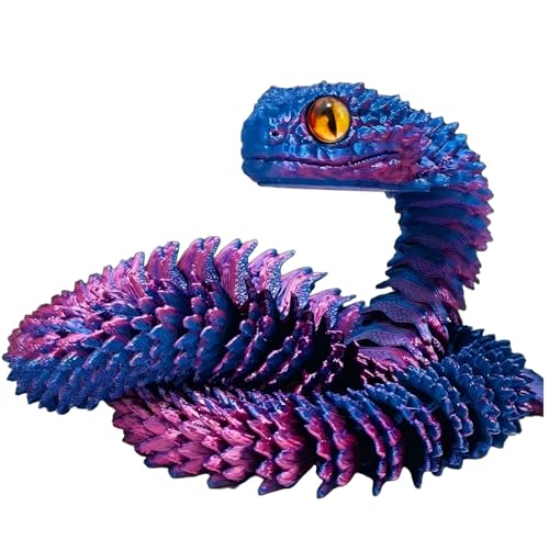Vayfoni 3D Printed Snake Flexible Articulated Animal Model Gradient Red Blue Snake Toy Collectible 3D Printed Animals Decoration for Home and Office