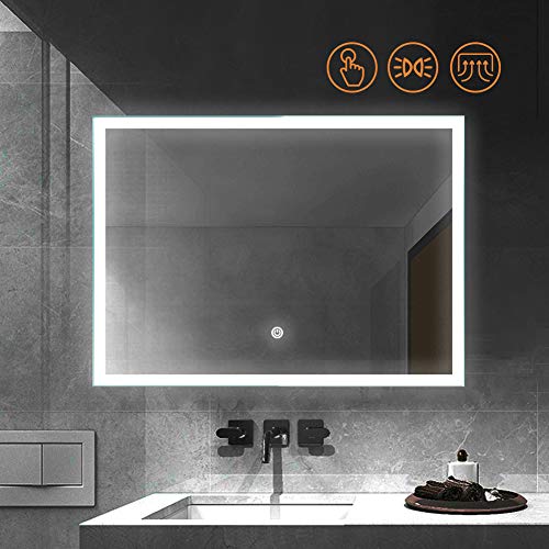 KAASUN 40" x 27" Inch LED Bathroom Wall-Mounted Backlit Vanity Mirror High Lumen