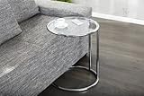 DuNord Design Beistelltisch Couchtisch rund Glas und Chrom Plate Art Deco