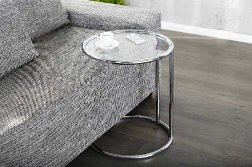 DuNord Plate Art Deco Design Side Table Glass/Chrome