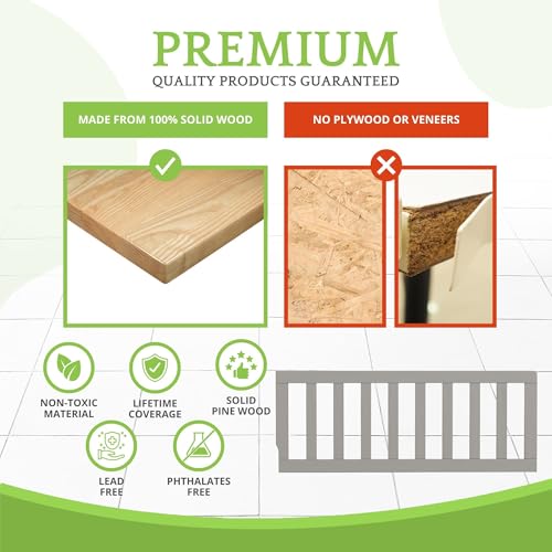 Image of Toddler Bed Safety Guard Rail for Oxford Baby, Soho, Ozlo & Avalon Baby Convertible Cribs - Solid Wood Rail for Toddler Bed Conversion - Safety Rails for Children (Rustic Grey, Option 2)