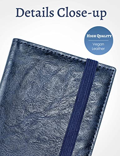 Image of Yarnic Checkbook Cover for Personal Checkbook, Checkbook Holder with Pen Holder & Built-in Clear Plastic Divider for Duplicate Checks (Blue)