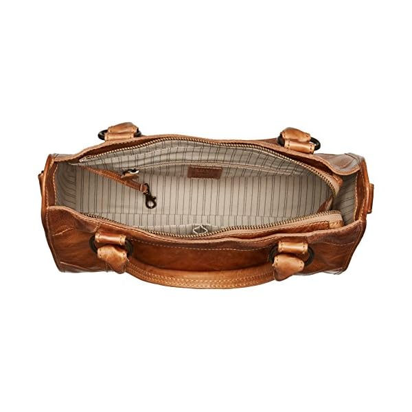 Frye-Melissa-Zip-Satchel-Leather-Handbag Frye womens Melissa Satchel Top Handle Handbag, Beige, One Size US