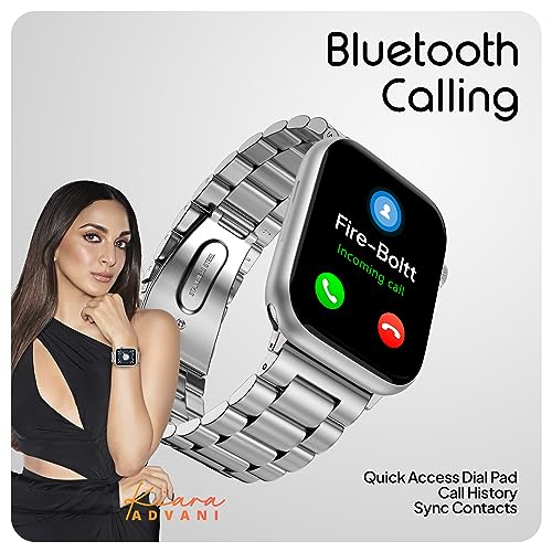 Image of Fire-Boltt Vogue Large 2.05 inch Display Smart Watch, Always On Display, Wireless Charging, App Based GPS with Bluetooth Calling & 500+ Watch Faces (Chain Silver)