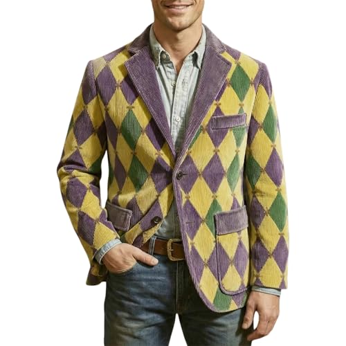 Generisch 2026 Chaqueta de pana de terciopelo de carnaval para ocasiones formales e informal de negocios con ajuste moderno y diseño elegante (púrpura, XXL)