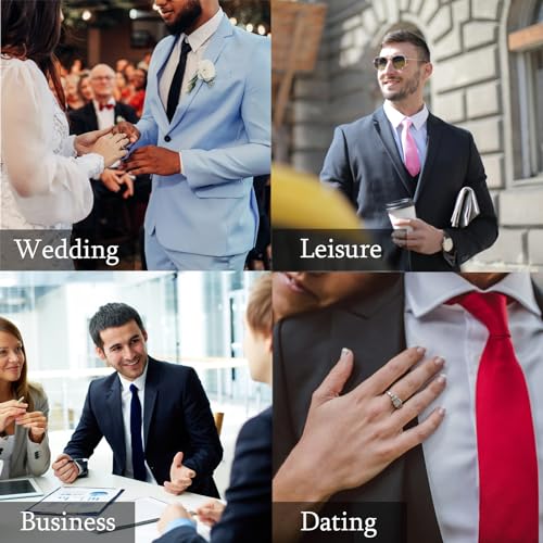 Image of WOXVM Men's Ties Classic Solid Satin Tie Pure Color 3.15 inch Mens Necktie, Premium Formal Black Ties For Men Business & Wedding