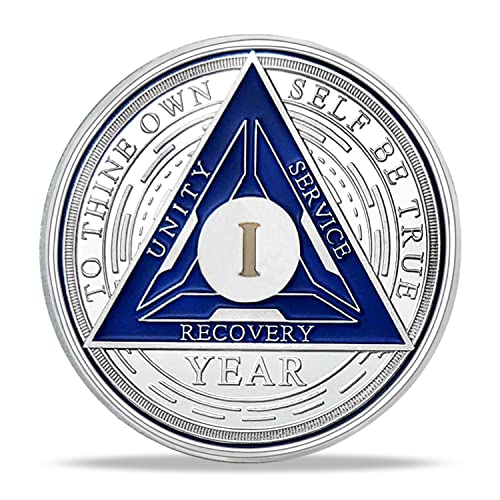 Image of Imasoner 1 Year Sobriety Coin Alcoholics Anonymous Medallion Sobriety Chip Anniversary Token Recovery Gift