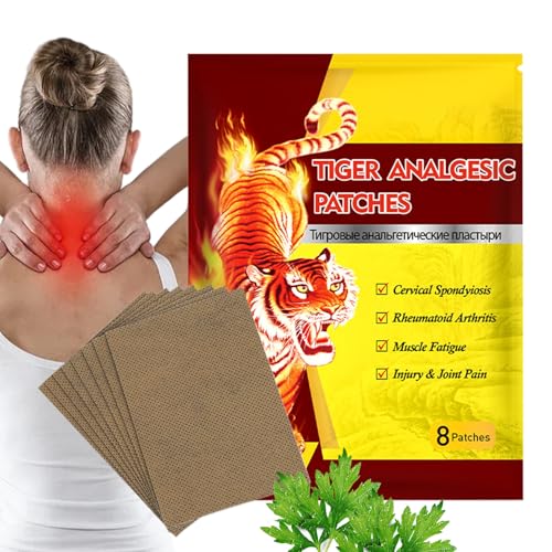 Parche Muscular,Pack de 8 Parches Corporales | Parches Adhesivos de Tigre para Calmar y Aliviar Músculos Espalda Zona Lumbar Cuello Rodilla