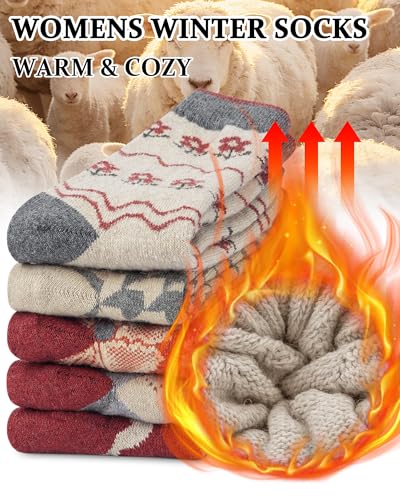 Image of Loritta Wool Socks for Women, Winter Warm Hiking Boot Socks Gifts