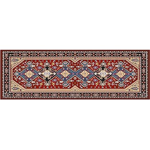 Matches21 Alfombra de pasillo cocina persa rojo azul 60x180 lavable Cover
