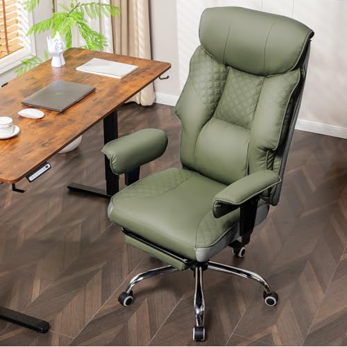 GTRACING Big and Tall Office Chair 400LBS Wide Ergonomic Gaming Chair with Deluxe Embossing Designed Leather with Foot Rest,150°Reclining Adjustable Soft Armrests Pocket Spring Back Support and Pillow