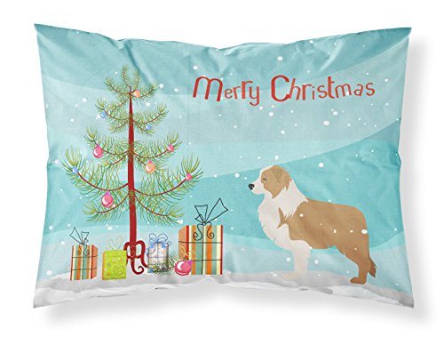 Caroline's Treasures BB2940PILLOWCASE Red Border Collie Merry Christmas Tree Fabric Standard Pillowcase Lightweight Super Soft Easy Care Decorative Artwork Pillowcase, Standard