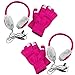 Produktbild com-four® 2X Kopfhörer-Ohrwärmer und Touch-Handschuhe für die Touchscreen-Bedienung im Winter in pink/grau, mit Mikrofon Anschluss 3,5 mm Klinke (02 Stück)