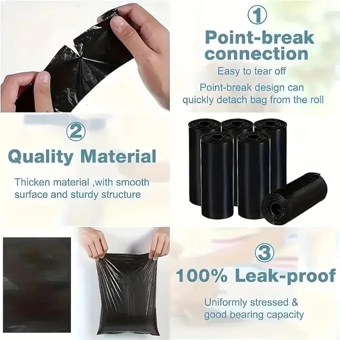 Image of Disposable Diaper Bags for Baby - 120 Bags (8 Rolls) with 1 Dispenser | Scented, Leak-Proof & Biodegradable Nappy Disposal Bags for Travel, Wet Clothes & Pet Poop