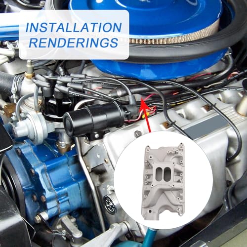 Image of DICMIC Aluminum Dual Plane Intake Manifold Compatible with Ford Small Block Windsor V8 5.8L 351W Idle-6800 RPM Range Replace# 84023