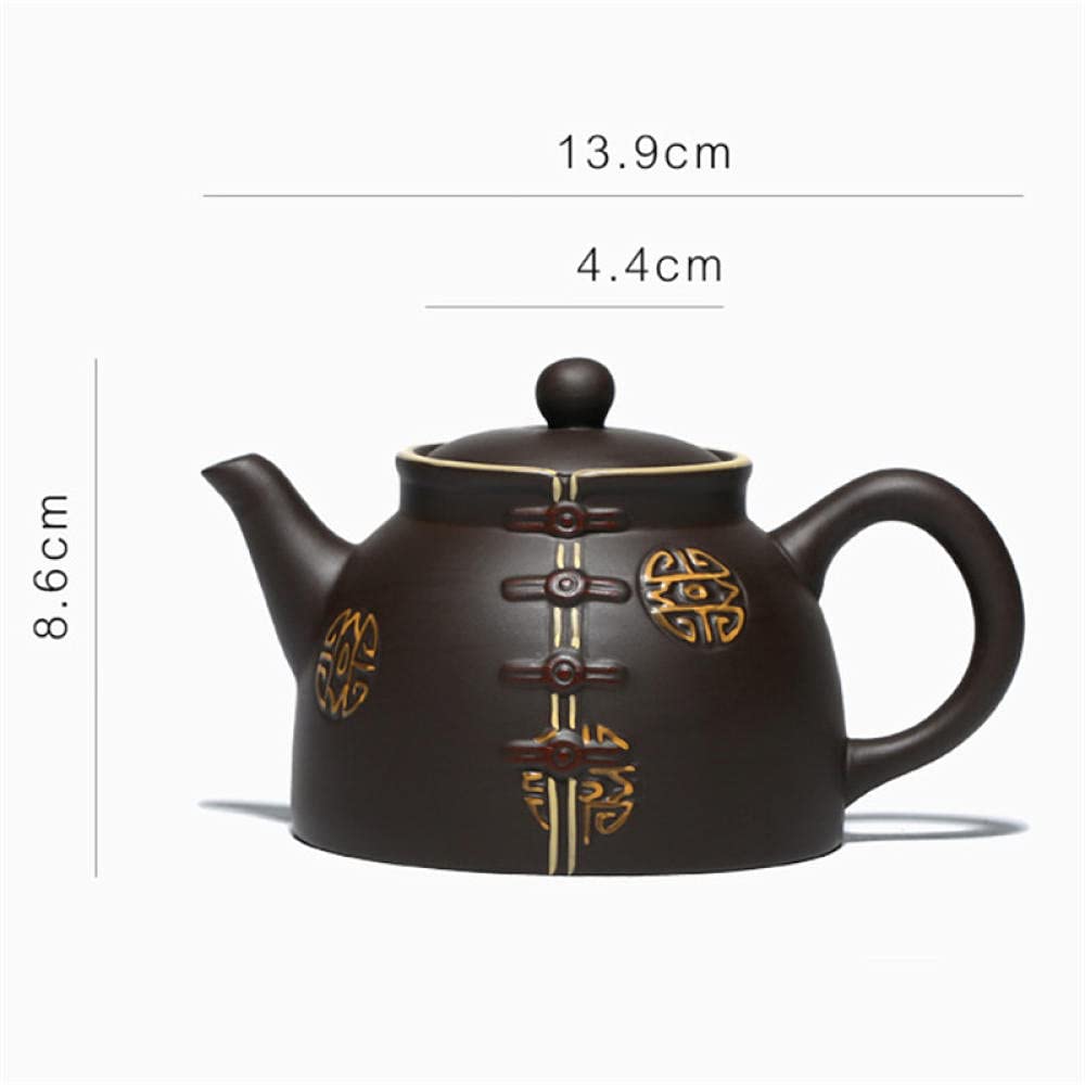 Czajniczek Zaparzacz Do Herbaty Czajniczek Ekspres Do Herbaty Tang Suit Retro Creative Handmade Fioletowy Clay Teapot Autentyczne Ceramiczne Herbata Garnek Kung Fu Czajnik Na Pulpit-Czarny