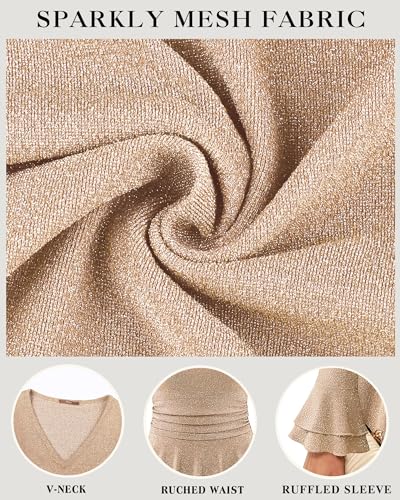 Gaharu Womens Dressy Sparkly Tops Elegant Long Sleeve Sequin Blouse Cocktail Party Evening Tunic Shirt4