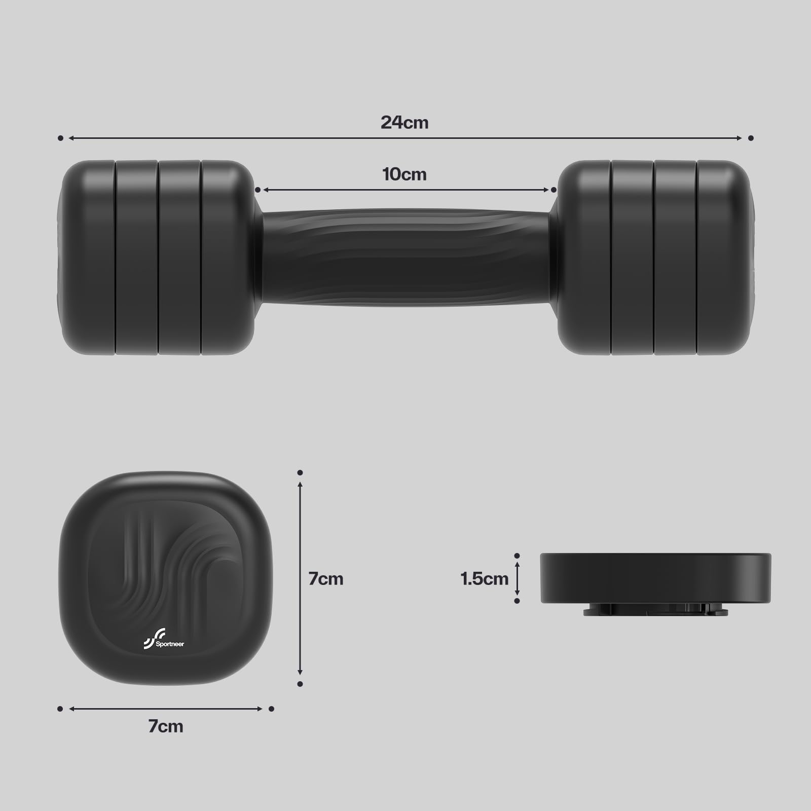 Sportneer Verstellbare Hanteln Frauen Set – Kurzhanteln 2er Set (je 1–2,5 kg Gewichte) mit rutschfestem TPU-Griff, 4-in-1 Hanteln Set für Fitnessgeräte für Zuhause, Home Gym & Krafttraining