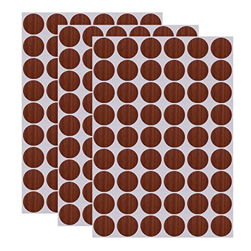 162 PCS Self-Adhesive Screw Hole Stickers in 3 Sheets - Plastic Covers Caps Wood Textured Free Sticker 21mm/0.82