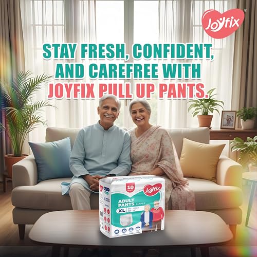 Image of JOYFIX Adult Diapers | Pant Style | Waist Size 96-150 cm (38 inch-59 inch) | Extra Large | Pack of 5 | Odour lock | Anti-Bacterial Absorbent - XL (50 Pieces)