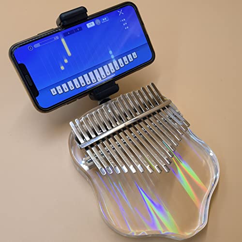 Jooleer Kalimba 携帯電話ホルダー付き アプリ 指 親指 ピアノ エヴァ 保護ケース 透明 クリスタル 17キー Mbira ギフト 子供 大人 初心者 (クラゲ 17鍵)