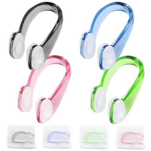 4 Stück Nasenklammer Schwimmen – wasserdichte Anti-Rutsch Nasenclips für Erwachsene & Kinder – Nasenschutz Nasenclips Protector mit Aufbewahrungsbox, Ideal für Anfänger & Profis