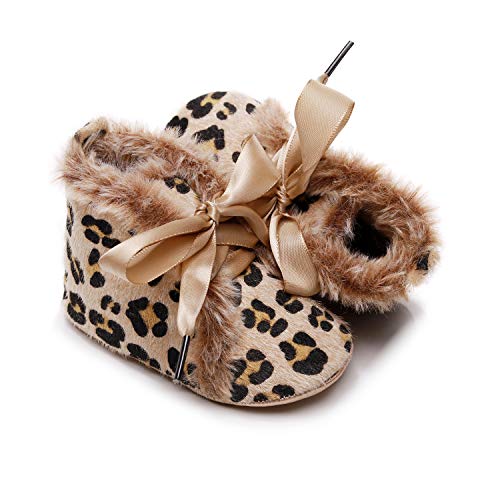 Image of Bebila Winter Toddler Snow Boots - Lace up Baby Girls Boys Shoes Lace up Non-Skid Soft Sole Slippers Newborn Warm Ankle Fur Booties for Infant Newborn First-Walkers