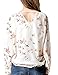 Lookatool Women's Casual Long Sleeve Tether Blouse Chiffon Floral T-Shirt White