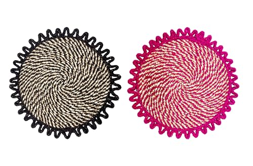 Image of Cotton Doormat for Home | Handmade Cotton Doormat | Quick Dry, Washable Door Mat for Home, Bathroom & Bedroom (Pack of 2) (Red-Blue)