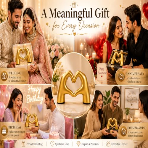 Image of PulGos Golden Hand Heart Statue | Aesthetic Gift | Home & Office Decor