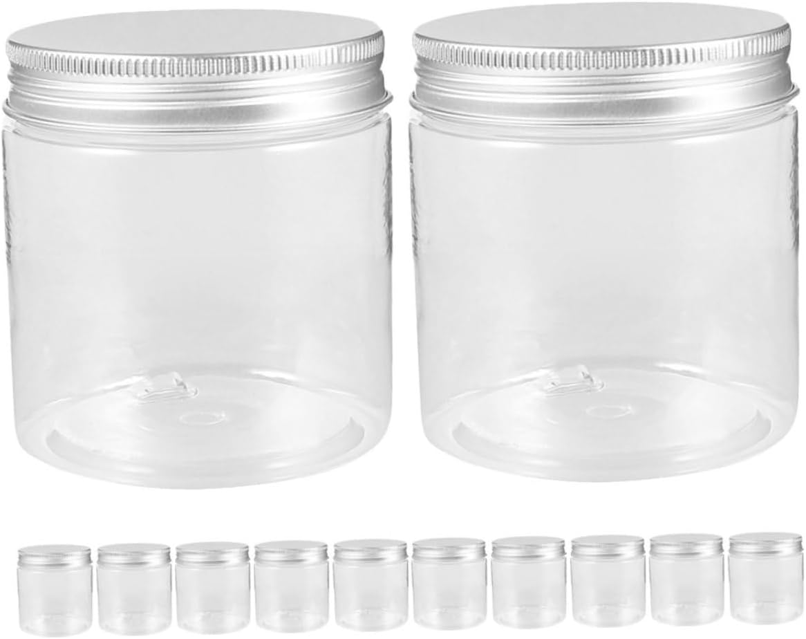12pcs Aluminum Lid Jars Jars 12 Oz Candy Regular Mouth Decorative Candle Holder Container with Lid Small Pet Plastic Wide Mouth Food