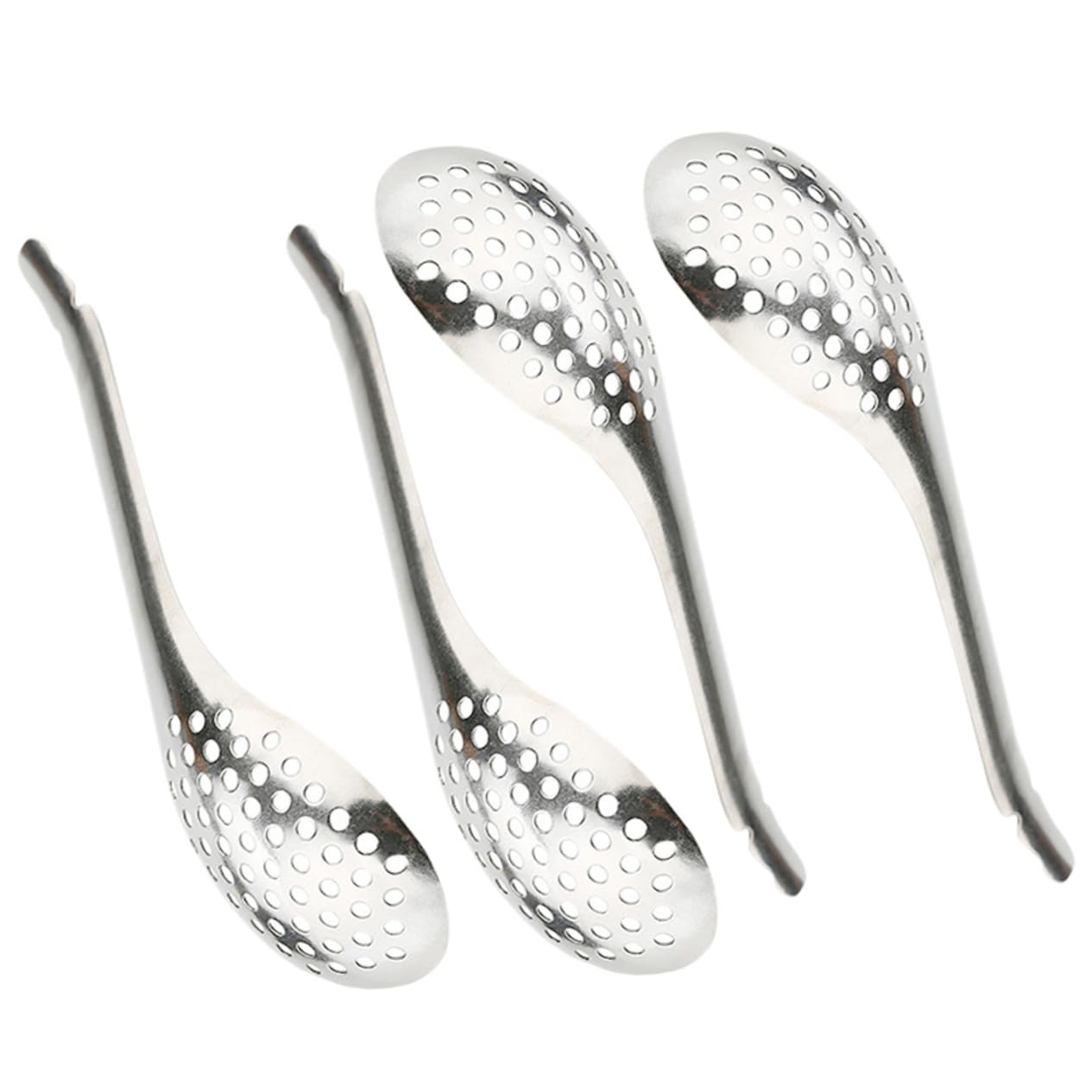 FUNOMOCYA Non-burrs Small Slotted Spoon Set 4 Piece Stainless Steel Caviar Spherification Spoons for Kitchen Use