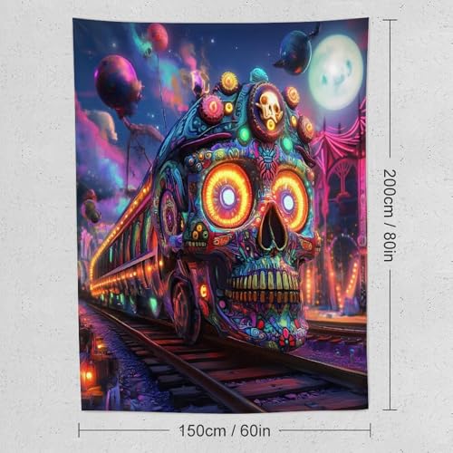 Tapiz de calavera psicodélica vertical decorativo para dormitorio 2
