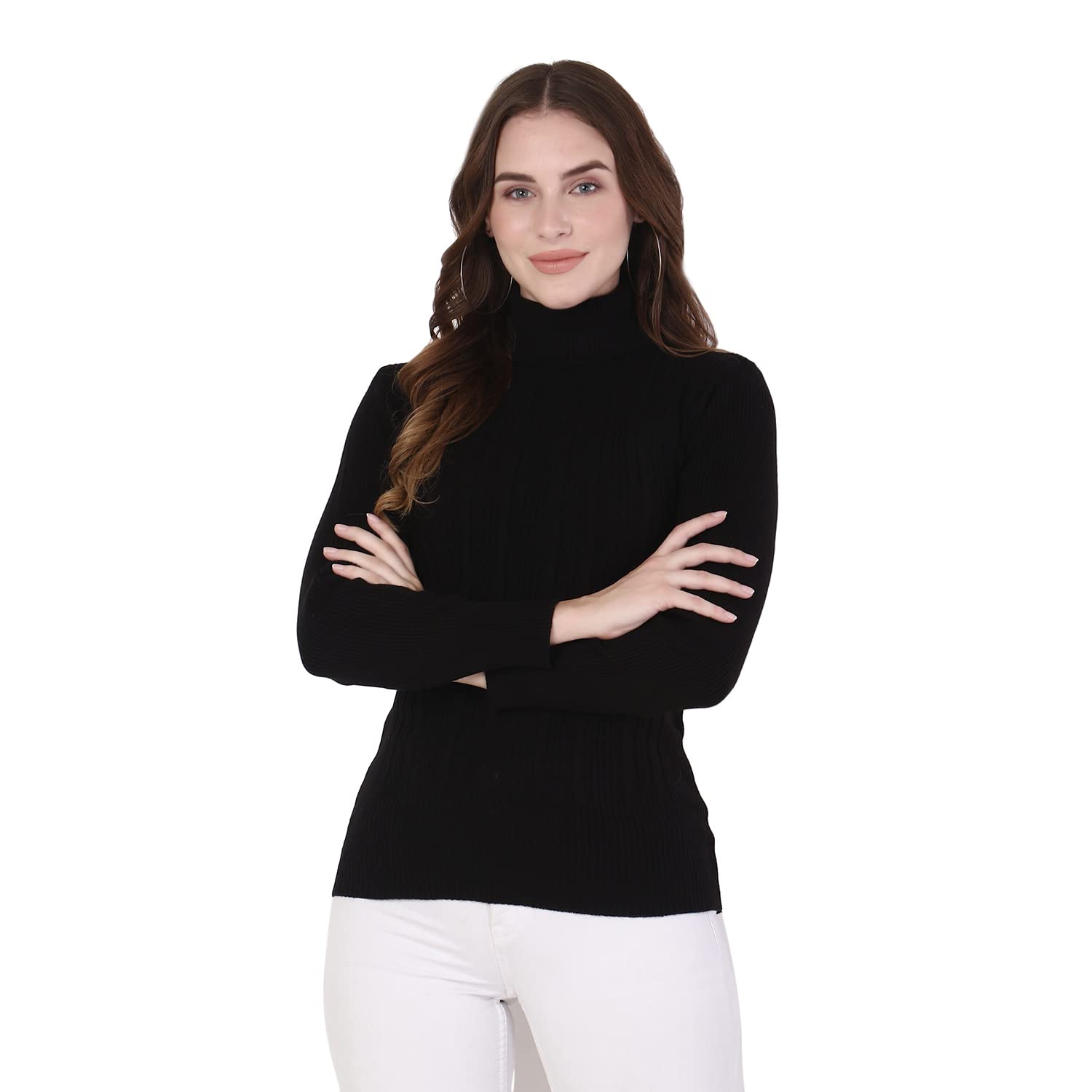 knitco Women Winter Acrylic High Neck Sweater & Pullover with Self Design-picture-34
